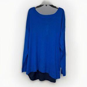 APT.9‎ Tunic Split Tulip Back Block Color Blouse Shirt Sweater Blue NWT
